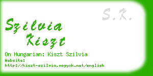 szilvia kiszt business card